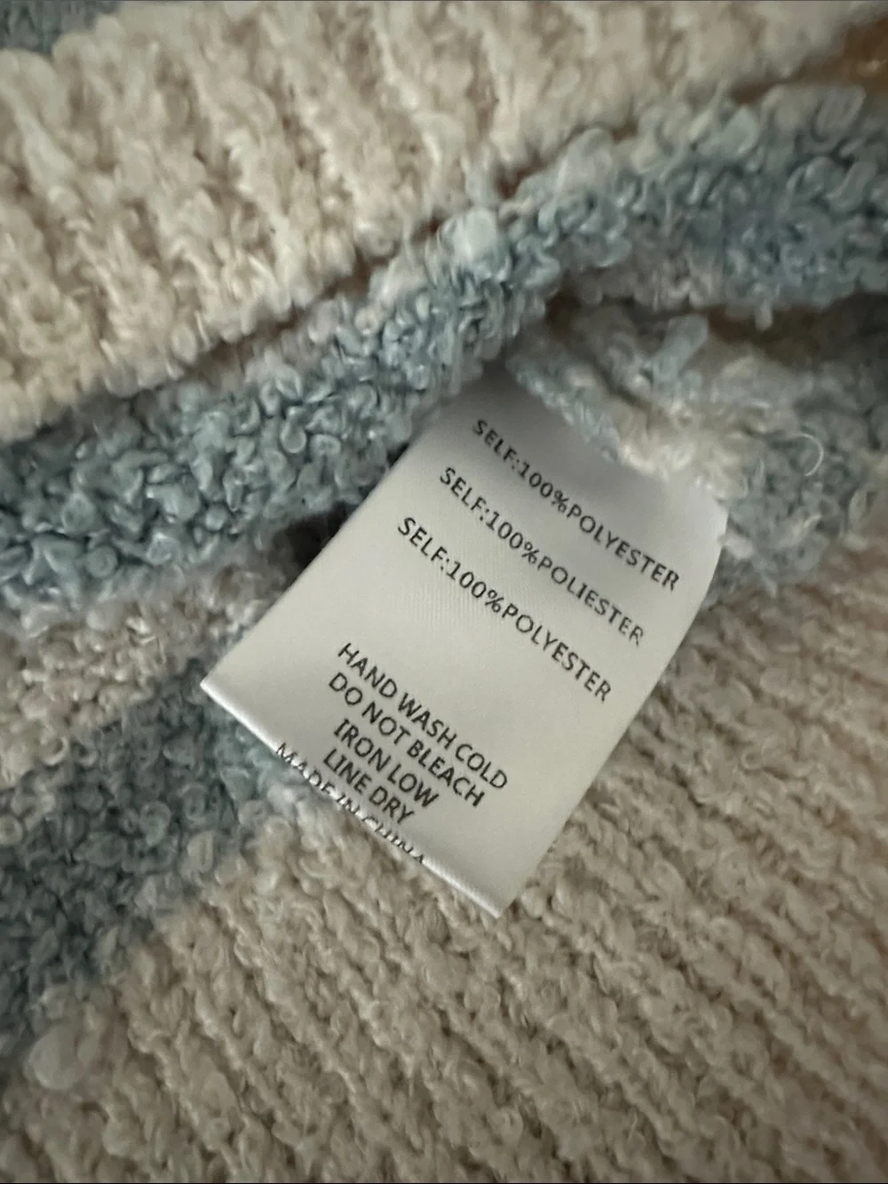 Altar'd State Cream & Light Blue Striped V-Notch Polo Sweater